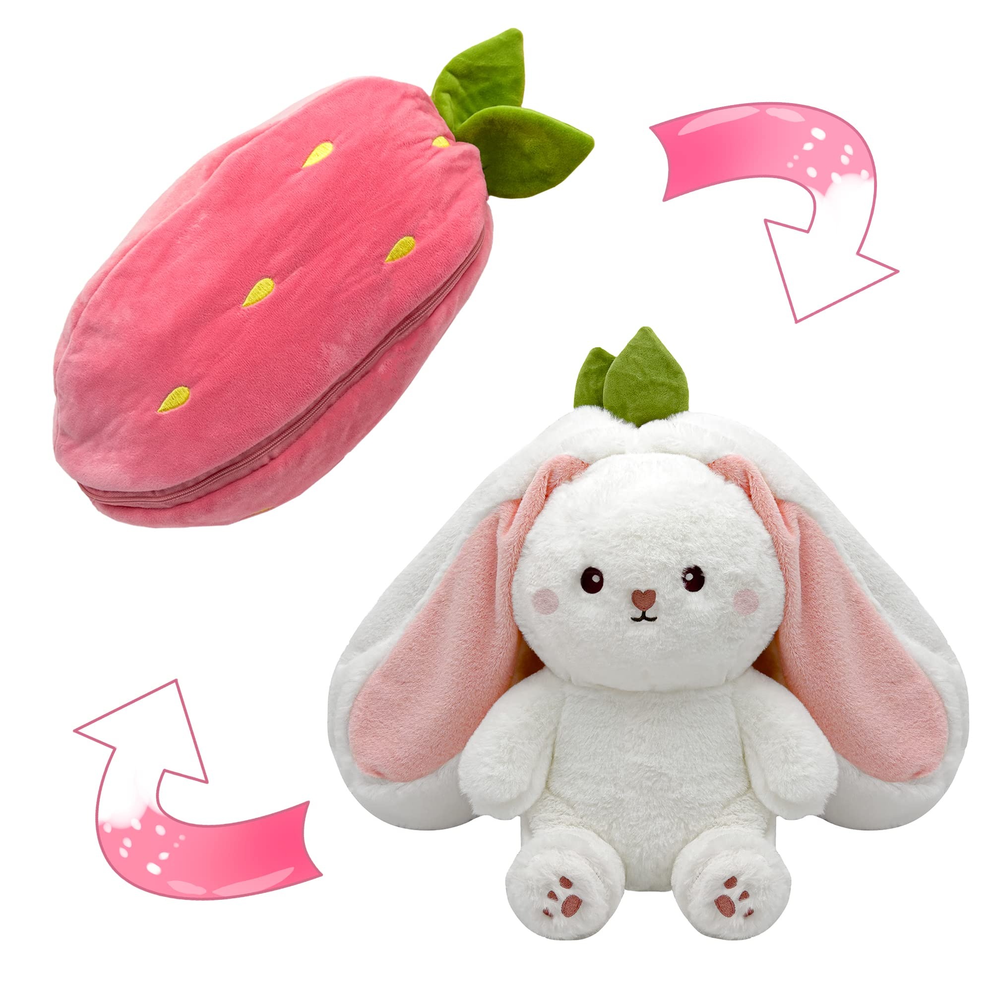 🐰Easter Early Sale 49% OFF🍓Strawberry Bunny Transformed into Little Rabbit🎀 Fruit Doll Plush Toy🐰